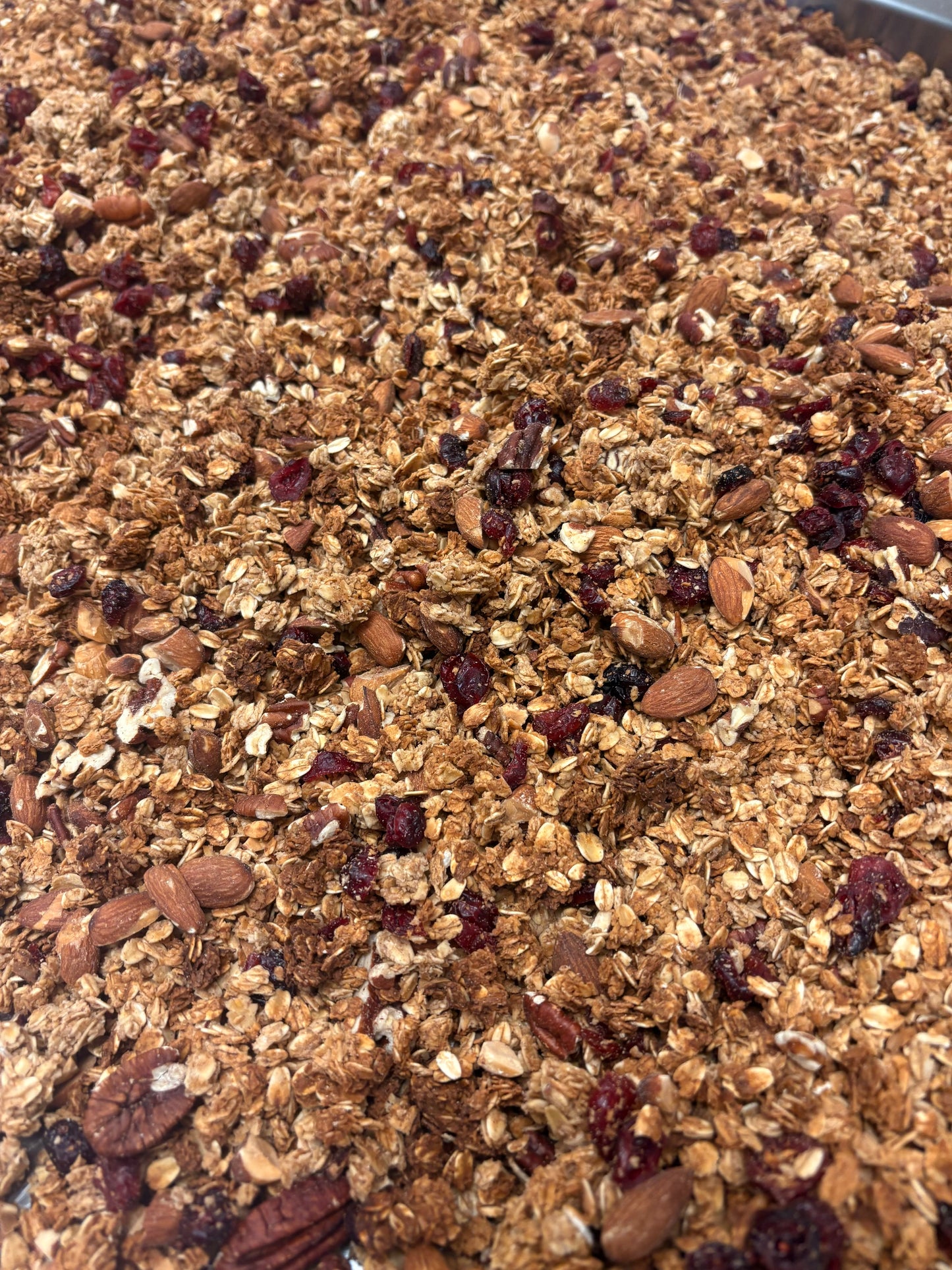 Close-up of granola with nuts and dried fruits